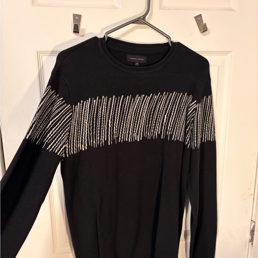 Calvin Klein Men's Black Sweater with Silver Accents